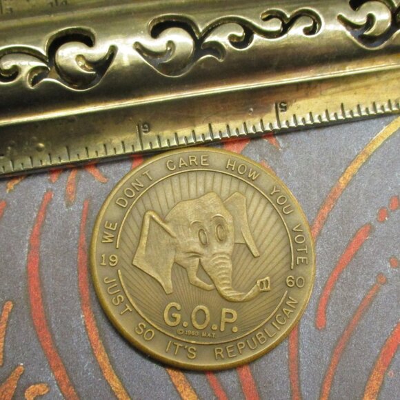 NIXON LODGE 1960 Presidential Election Gold Challenge Coin ~ GOP Republican Coin - Picture 14 of 14